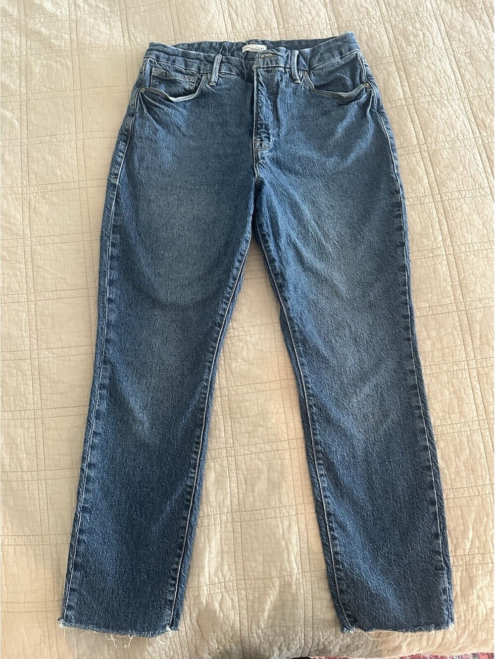 Good American Dark Blue Straight-Leg Jeans